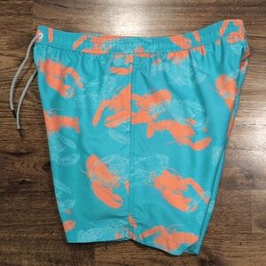 Mens Maamgic teal & orange lobster print swim trunks size XL(fits like L)